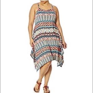 Asymmetrical handkerchief racetrack Aztec dress
